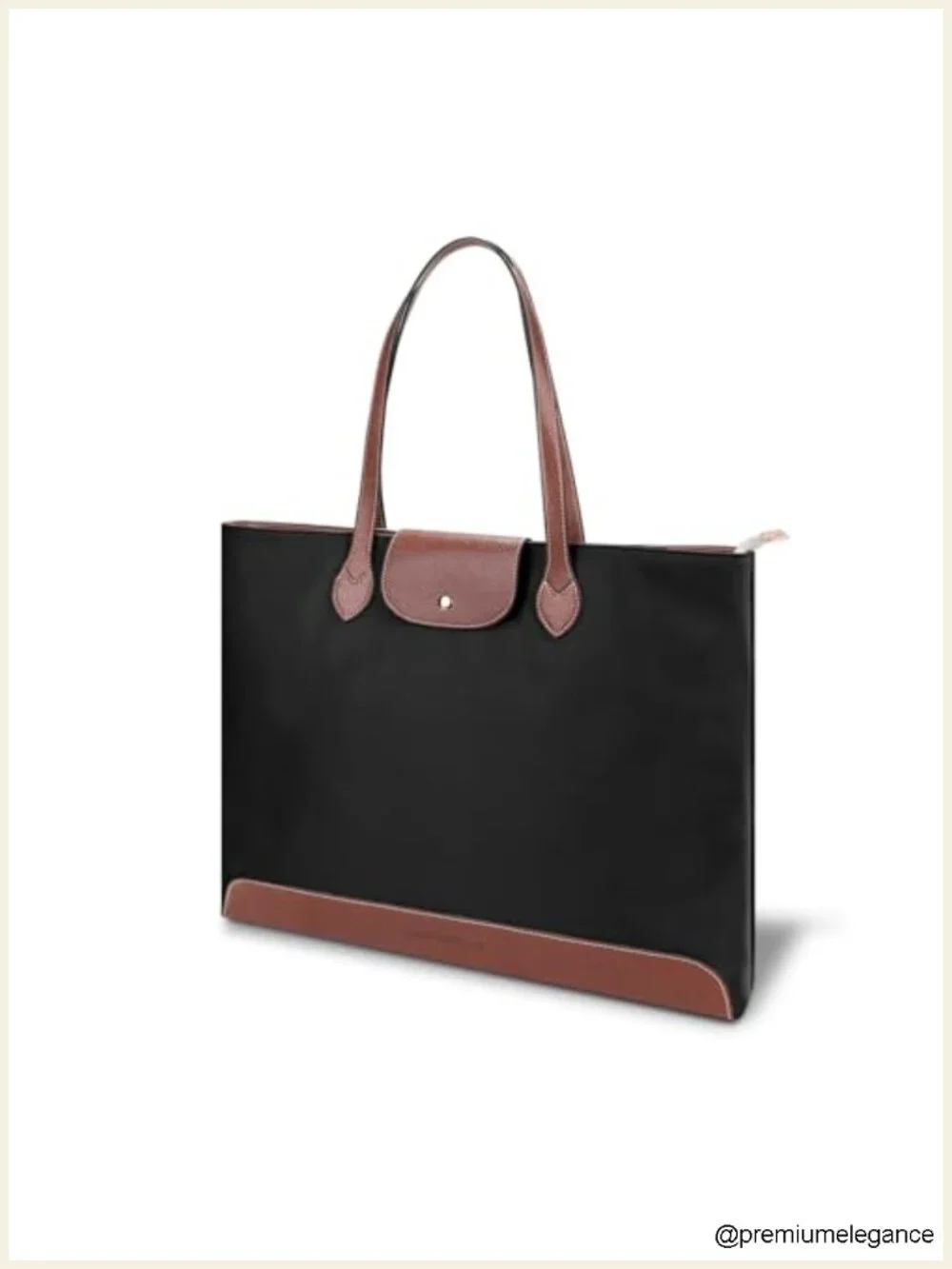 Slim Structured Work Tote Bag with Zipper, Lightweight Office Handbag